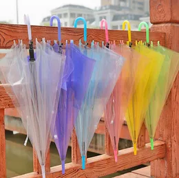 150pcs Transparenta paraplyer Klar PVC-paraplyer Långt handtag 6 färger sn6361