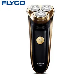 10 pcs FLYCO professional 3 Cabeças Flutuantes máquinas de barbear eléctricas para homens com aparador de topo cabeças cheias indicador de carga lavável FS360