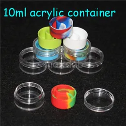 200PCS akryl kiselbehållare 5 ml 10 ml Wax Hardshell Silikonbehållare ABS Non-stick DAB BHO oljeburkar Verktygsförvaring burkhållare