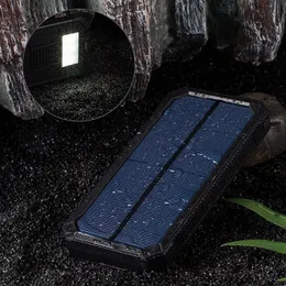 Solar Lamps Charger, Portable 15000mAh Battery Charger Dual USB Phone Chargers Power Bank Backup with 6 LED Flashlight