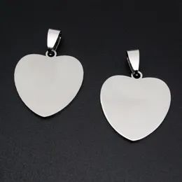 Silver Plated Stainless Steel DIY Heart Charms Pendant Blank Dog Tags Fashion Jewelry For Lover Necklaces