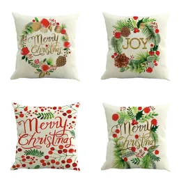 New 14 Styles Merry Christmas Cushion Cover Colour Paintings Christmas Tree Red Car Cushion Covers Decorative Linen Beige Pillow Case