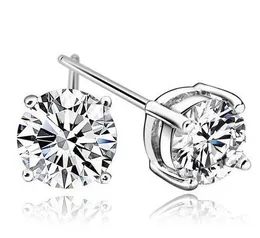 18K White Gold Silver Plated Austrian Crystal Earrings for Men Women Diaomnd Zircon Stud Earrings Nice Gift Brinco Masculino Wholesale Price