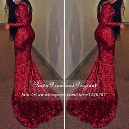 Sparkling Burgundy Mermaid Prom Dress New Design V Back South Africa Long Sweep Train Formal Evening Party Gown Custom Made Plus Size