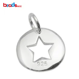 Beadsnice 925 sterling silver round pendant blanks star tags key tags jewelry finding craft supplies ID 35488