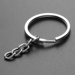 Metal Split Key Chain Ring Parts Accessories silver color Keychain 5cm x 2.4cm DIY Keychains making findings Wholesale