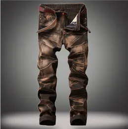 男性ヴィンテージストレートジーンズファッショントレンディなライトウォッシュロングパンツ春秋冬服のズボン