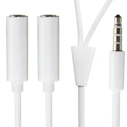 3,5 mm ljudmik mic y splitter kabel hörlurar jack hane till 2 dubbla kvinnliga hörlursadapter stereo headsetkabel för iPhone PC -bärbar dator