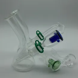 4 tums mini bägare bongs uppsättningar med 4mm kvarts banger nagel, glasskål Keck clips Olje riggar glas bongs glashandtag