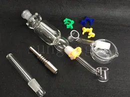 Tubi di vetro più recenti Set con punta in titanio da 14 mm Punta al quarzo Quarzo Chiodo Piatto in vetro Olio Rig Concentrato Dab Straw