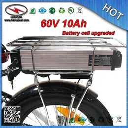 Высокое качество 60V 10Ah задняя стойка аккумулятор для электрического велосипеда Ebike с 15A BMS 18650 аккумуляторная батарея алюминиевый корпус бесплатная доставка 1 шт.