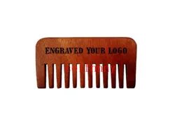 100pcs/lotEngraved Your Logo Wide Teeth Wooden Combs Straight Pocket Wooden Beard Combs Custom Natural Red Amoora Wooden Comb