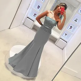 Tanie Koronki Kraj Styl Szary Mermaid Druhna Dress Bez Ramiączek Południowej Afryki Maid of Honor Dress Suknia Ślubna Gośna Custom Made Plus Size