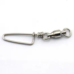 Wholesale- 10Pcs/lot Fishing Swivels Snap Rolling Swivel Connector Ball Bearing Curve Type Pin Stainless Steel