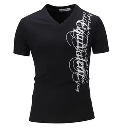 Hurtownie - Nowy V Collar Bawełna Męska T Shirt Marka Lato Białe Koszulki z krótkim rękawem Męskie Camisa Masculina T-shirt Slim Male Tops 3XL