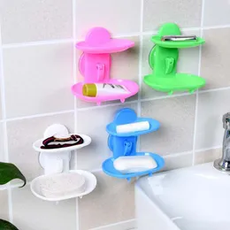 New Bathroom Accessories Soap Holder Two Layer Suction Holder Soap Dish Storage Basket Soap Box Stand