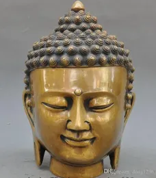 Gammal tibet buddhism fane brons sakyamuni shakyamuni amitabha buddha huvud staty