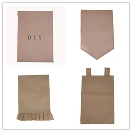 DIY Burlap Garden Flags 4styles 12 "WX18" H DIY JUTE Liene Yard Hus Dekorativ hängande flagga Courtyard Tryckta annonser Snabb leverans