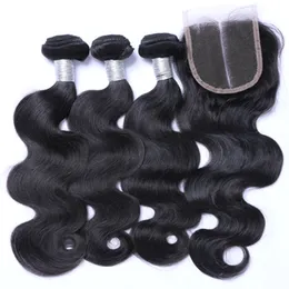 Wholesale Brazilian Hair 3 Pcs Body Wave With 1 pc Closure Human Virgin Hair Bundles Weave Human Hair Extensions With 4x4 Lace Closure