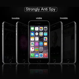 9H Anti Spy Quality Tempered Glass Screen Protector för iPhone 5S 6 6 Plus 7 7Plus Anti-Shatter Privacy Protection Film 300PCS