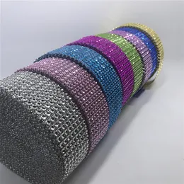 Partihandel-19 färger för val 10YARDS 8OWS Diamond Mesh Wrap Roll Sparkle Rhinestone Crystal Ribbon Wedding Party Cake Decoration