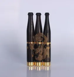 Ebony rzeźbiony smok stały drewniany uchwyt papierosów zdejmowany filtr czarnego drzewa sandałowego procesów tytoniowych