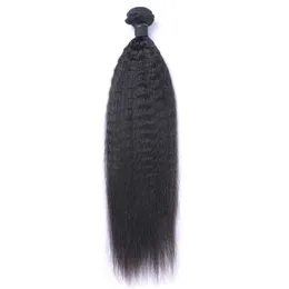 ブラジルの処女人間の髪Yakiキンキーストレートストレート未加工レミーヘアはダブルワフト100g/バンドル1バンドル/ロットを漂白することができます