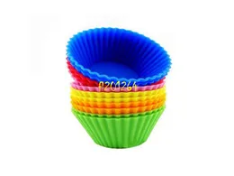 12 sztuk / partia Okrągły Kształt / Róża Kwiat / Kształt serca 7 CM Silikonowe Przypadki Muffin Tort Cupcake Liner Formy do pieczenia