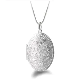 Fashion Trend Women Oval Locket Pendants Flowers Design Pattern Copper 925 Silver Plate 18K Gold Plated Necklaces Jewelry