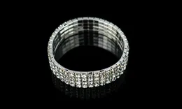 Sparkly Rhinestones Stretch Bangle Wedding Armband Brudsmycken Billiga armband för brudparty Evening Prom Dres2288