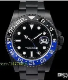 2016 Mężczyzna Prestiżowy dostawca Najwyższej Jakości Mens II Black Blue Ceramic Bezel 116710LN 116710 Automatyczne zegarki męskie ze stali nierdzewnej Czarne Pvd.