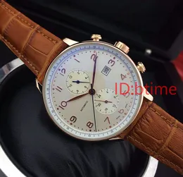 New r Brown Leather Top Mechanical Mens Stainless Steel Gold Automatic Movement Watch Self-wind Watches Wristwatches btime