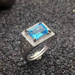 GEMHUB 96 CT Man-Made Light Blue Topaz Sterling Silver Emerald Cut Ring - Wedding Gift Idea - View #6