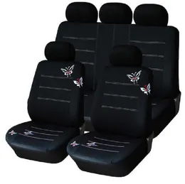 9 pz/set Coprisedili per Auto set completi Universal Fit 5 posti SUV berline sedile anteriore/posteriore elastico lavabile traspirante Farfalla nera