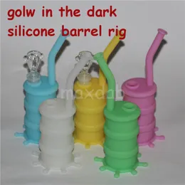 bagliore all'ingrosso nel buio narghilè silicone oil drum rig mini silicone rig bong tubo dell'acqua in vetro dhl free