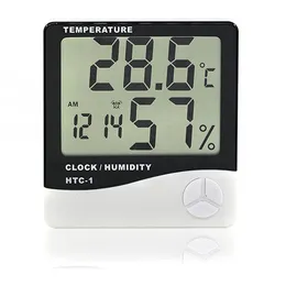 ミニデジタルLCD温度湿度計時計室内湿度計温度計
