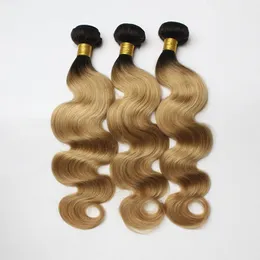 3pcs/lot Brazilian Ombre Hair Weft Two Tone Dark Root 1B/613 1b/Grey 1b/27 Blonde Peruvian Body Wave Human Hair soft Cheap Hair Bundles