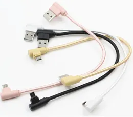 Mini 25cm Micro USB 90 Degree Right Angle Braid Charger Cable For Samsung s7 s6 Free DHL
