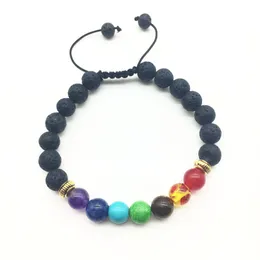 8mm Rope Braided Handmade Strands Beaded Bracelet Jewelry Lava Stone Colorful Beads Charm For Women Men