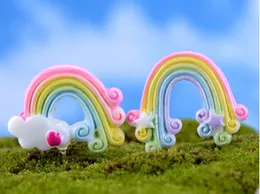 30pcs MOQ wholesale free shiping mini resin rainbow bonsai garden fairy miniature used in garden home or wedding occassion 2color option