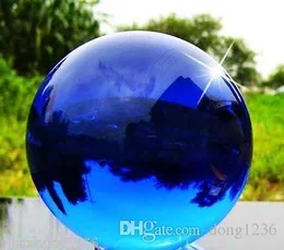 Ny naturlig kvartsblå Magic Crystal Healing Ball Sphere 80mm + Stativ