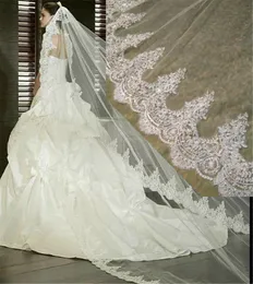 Nieuwe collectie One Layer Kantrand Lange Bruiloft Sluier 3 Meter Wit Ivory Bruids Sluier met Kam Bridal Accessoires
