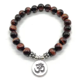 SN1190 Fashion Men`s Ohm Bracelet Natural Red Tiger Eye Bracelet Vintage Design Yogi Balance Bracelet Wholesale