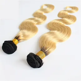 Mänskliga hårförlängningar Body Wave 2 Bundle 1B 613 Brasilianskt människohårväv Non Remy Blond Hair 2 Piece Endast 200 g gratis frakt