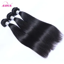 Indian Straight Virgin Human Hair Weave Bundles Unprocessed Indian Remy Human Hair Extensions Natural Black Double Wefts 3 PCS Lot can dye