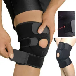 Mayitr 1pc Black Elastic Knee Brace Adjustable Knee Straps Support Safety Guard For Sports Running