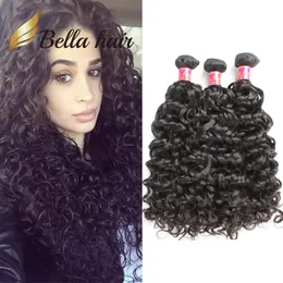 9a brasiliansk hårpaket av mänskliga hårförlängningar naturlig svart färg vattenvåg vågiga 3 buntar vävande studsande curl