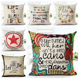 vintage letters cushion cover love quote couch sofa throw pillow case numbers life words almofada creative home office decor