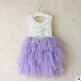 Ragazze in tulle TUTU abito moda ragazza strass applique abiti da festa estate bambini pizzo al ginocchio principessa abbigliamento T4708