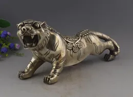 Kolekcja Décoré Argent Plaque de Cuivre Sculpte Grand Tigre Pied Statue